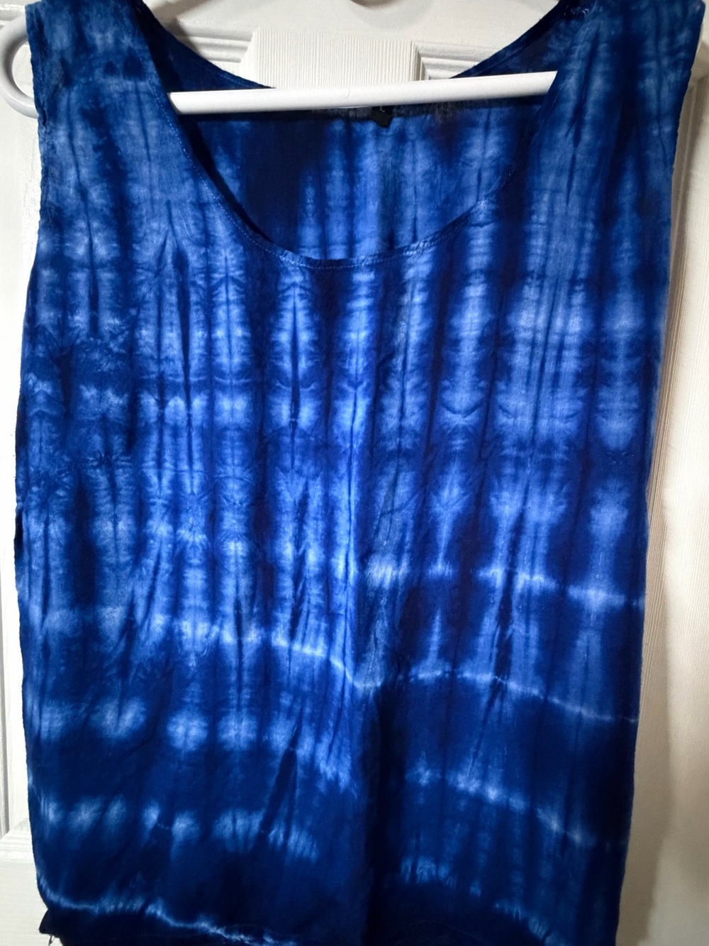 Blue Tie-Dye Women's Scoop Neck Tank Top Size L
